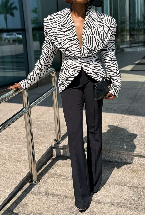 Stunning Zebra-print Double-lapel Jacket