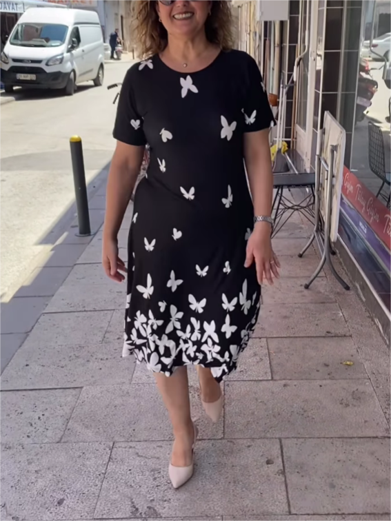 Butterfly-Print Dress