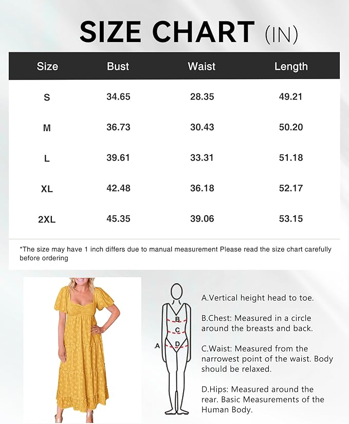 Yellow Square Collar Bohemian Dress
