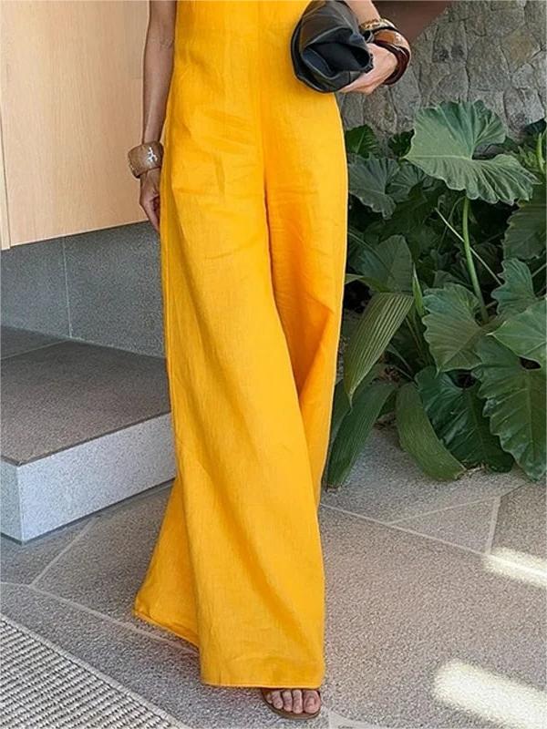 Yellow V-Neck Jumpsuit
