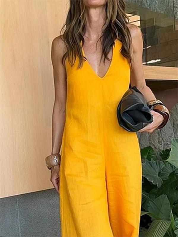 Yellow V-Neck Jumpsuit