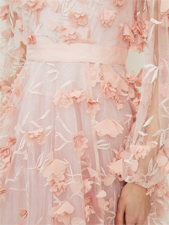 Floral Applique Woven Mini Dress