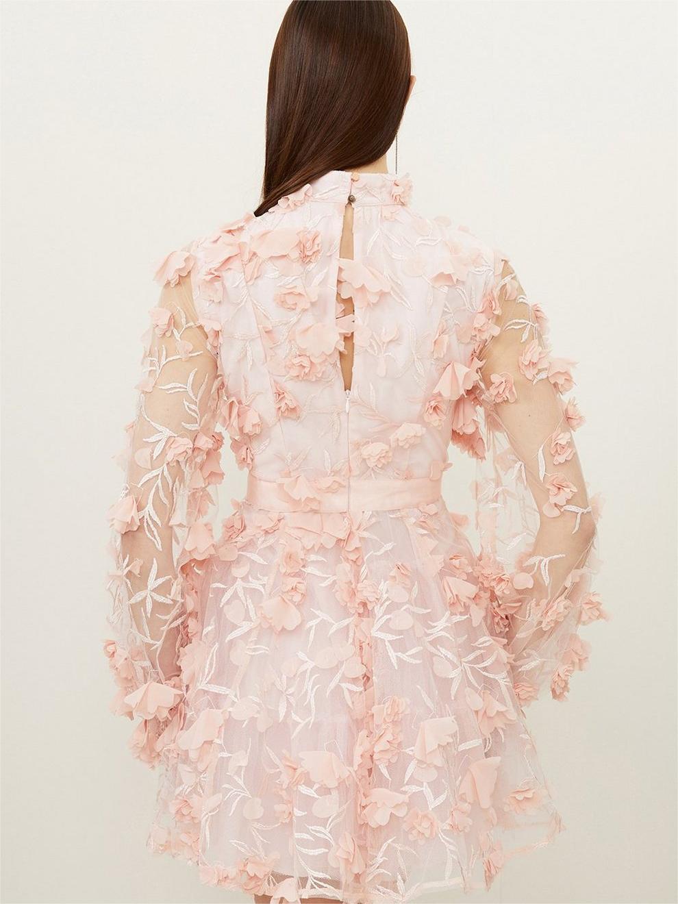 Floral Applique Woven Mini Dress