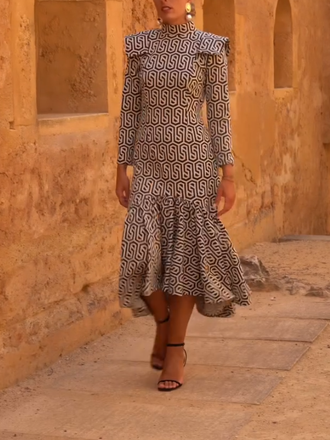 Irregular Pattern Printed Dress