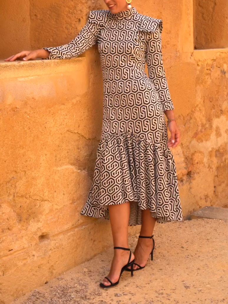 Irregular Pattern Printed Dress