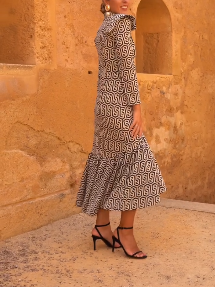 Irregular Pattern Printed Dress