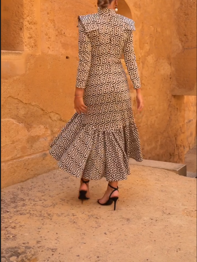 Irregular Pattern Printed Dress