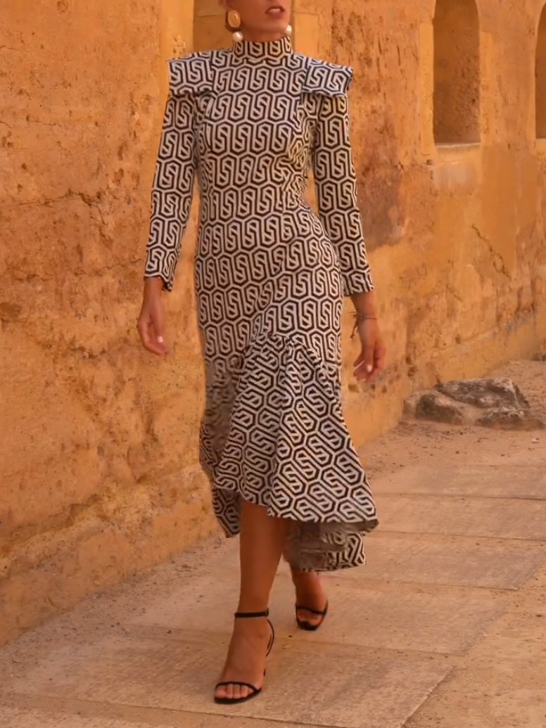 Irregular Pattern Printed Dress