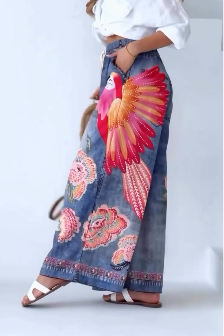 Women's Printed Wide-Leg Pants