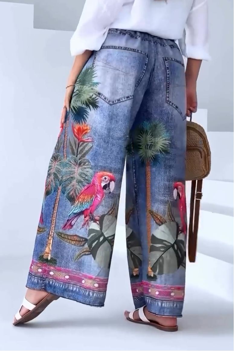 Women's Printed Wide-Leg Pants