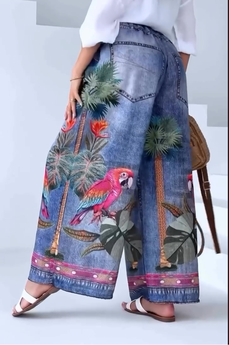 Women's Printed Wide-Leg Pants