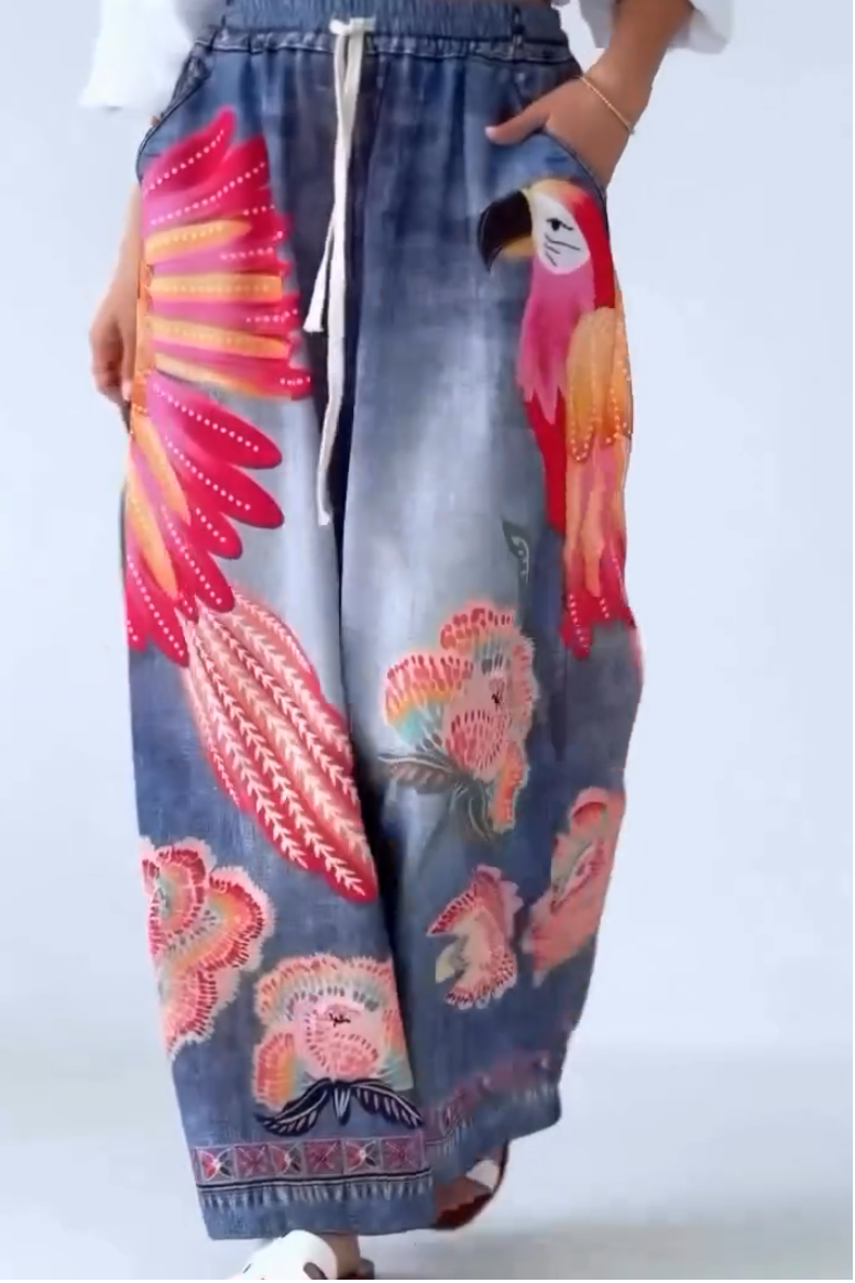Women's Printed Wide-Leg Pants