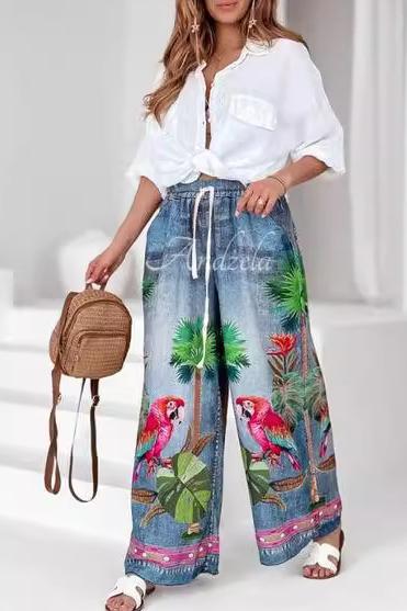 Women's Printed Wide-Leg Pants