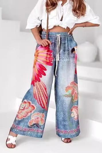 Women's Printed Wide-Leg Pants