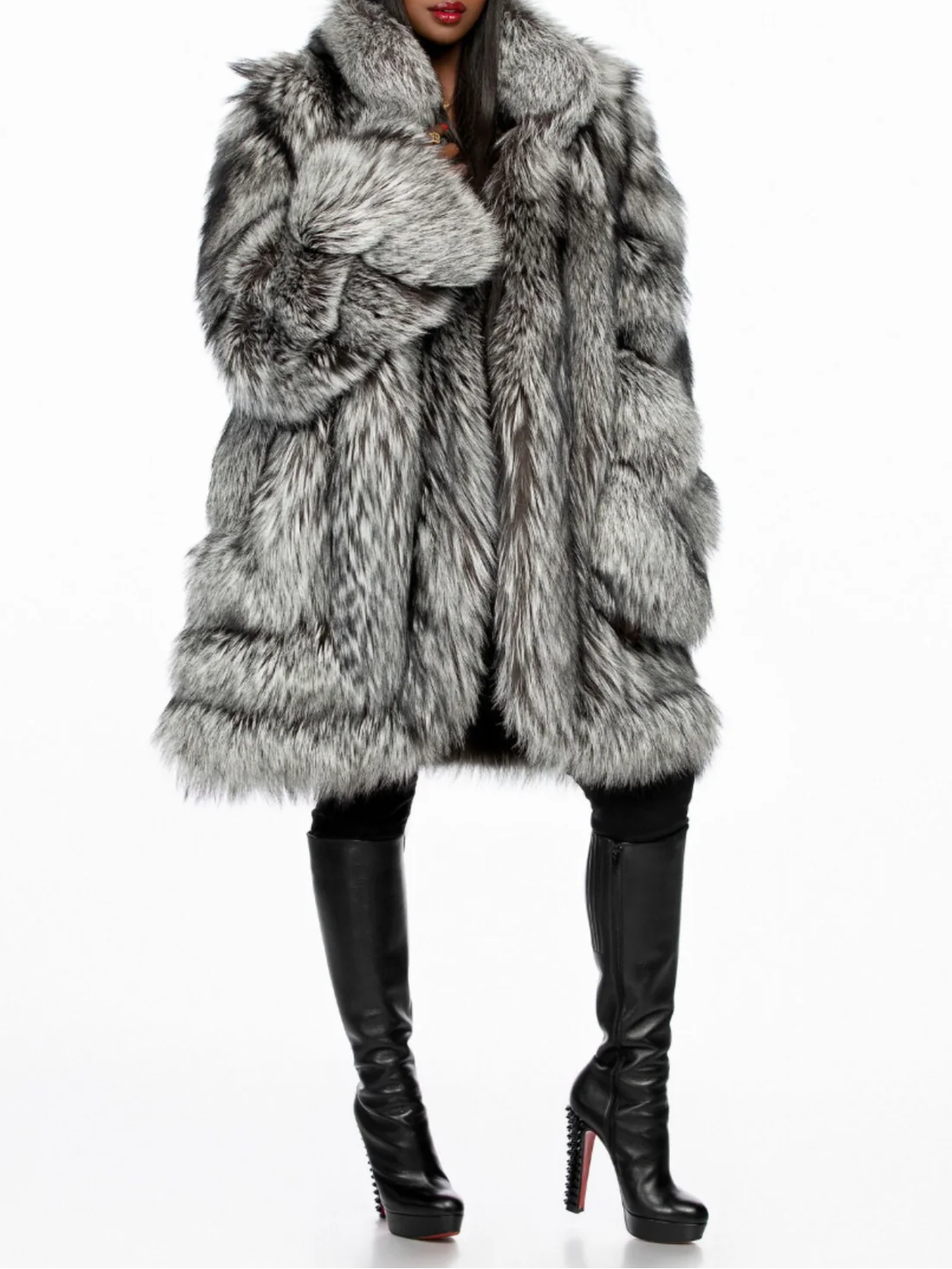 Silver Fox Fashion Warm Fox Fur Jacket