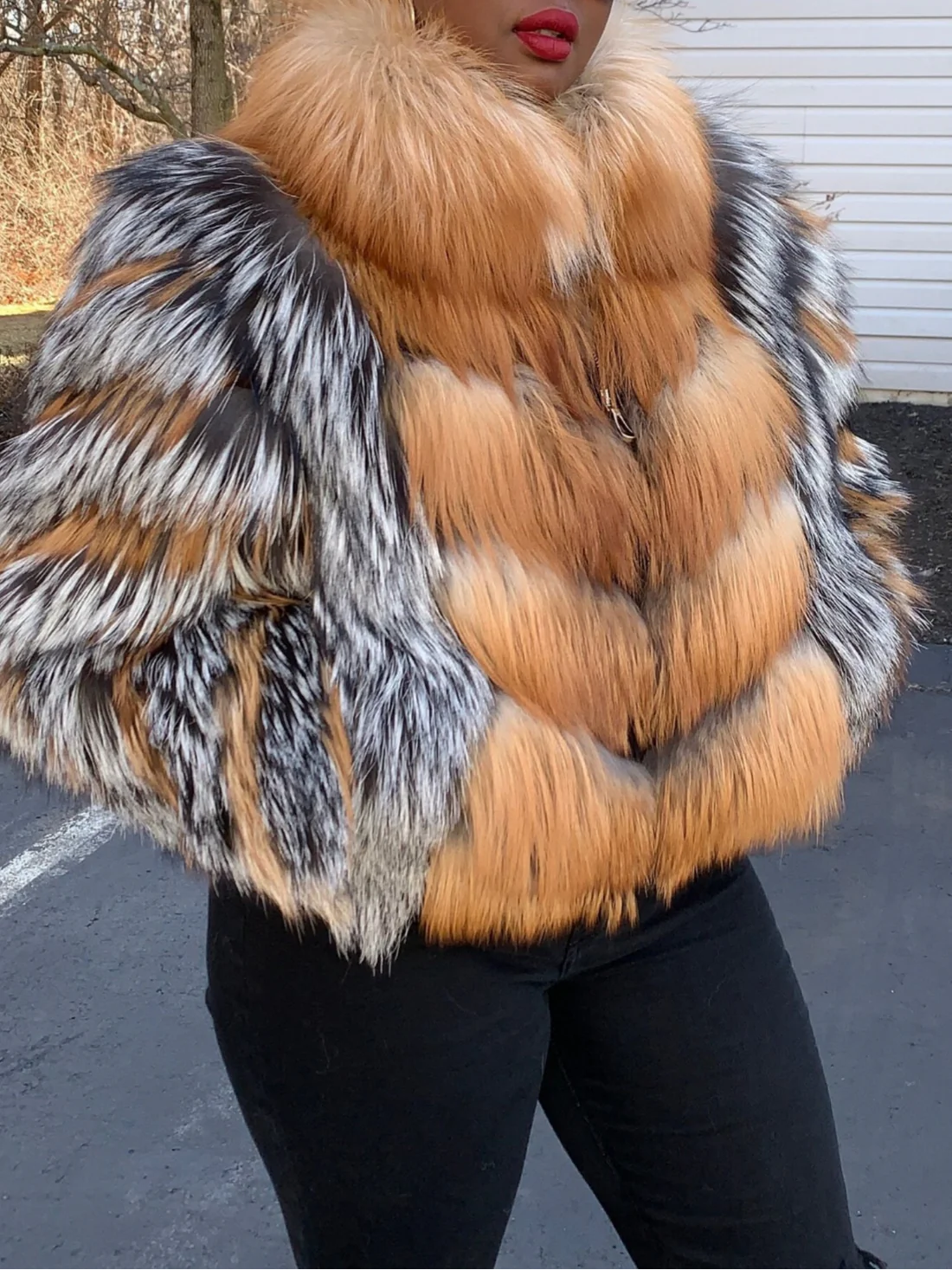 Women's Fox Fur Patchwork Short jacket