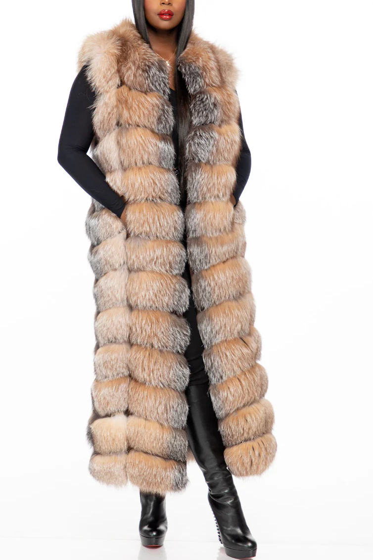 Women's Fox Fur Long Vest