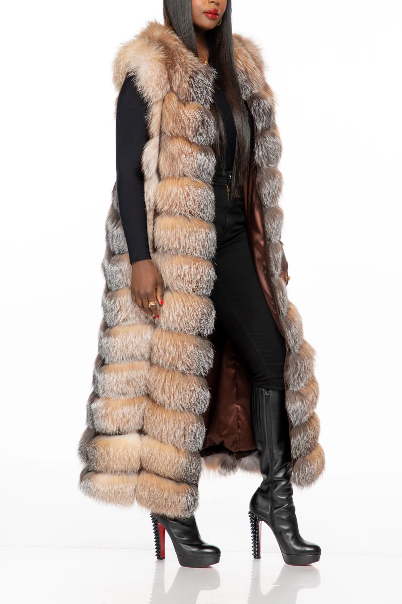 Women's Fox Fur Long Vest