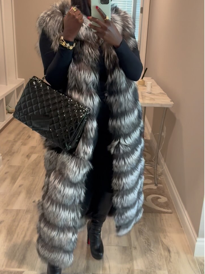 Women's Silver Fox Fur Long Vest