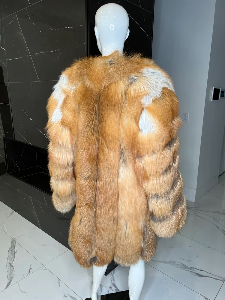 Women's Red Fox Fur Lapel Coat