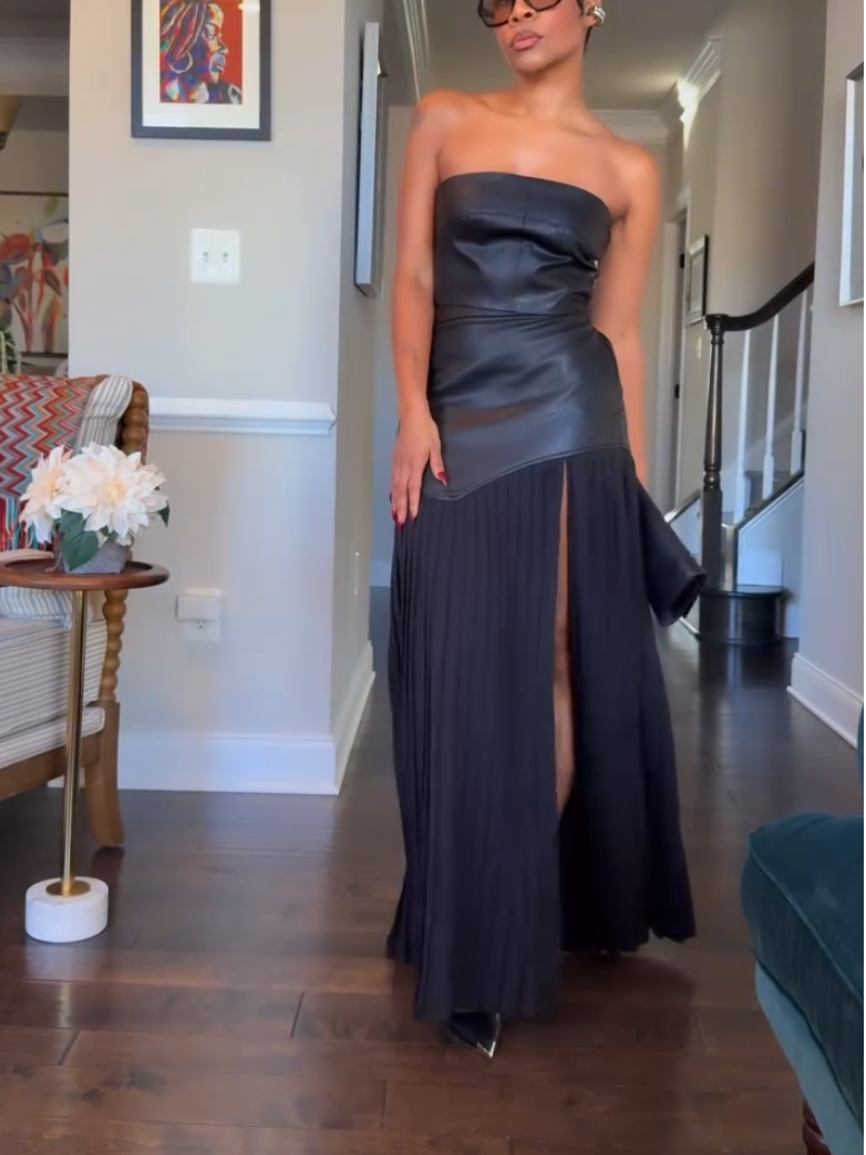 Women's Black Strapless Sleeveless Dress