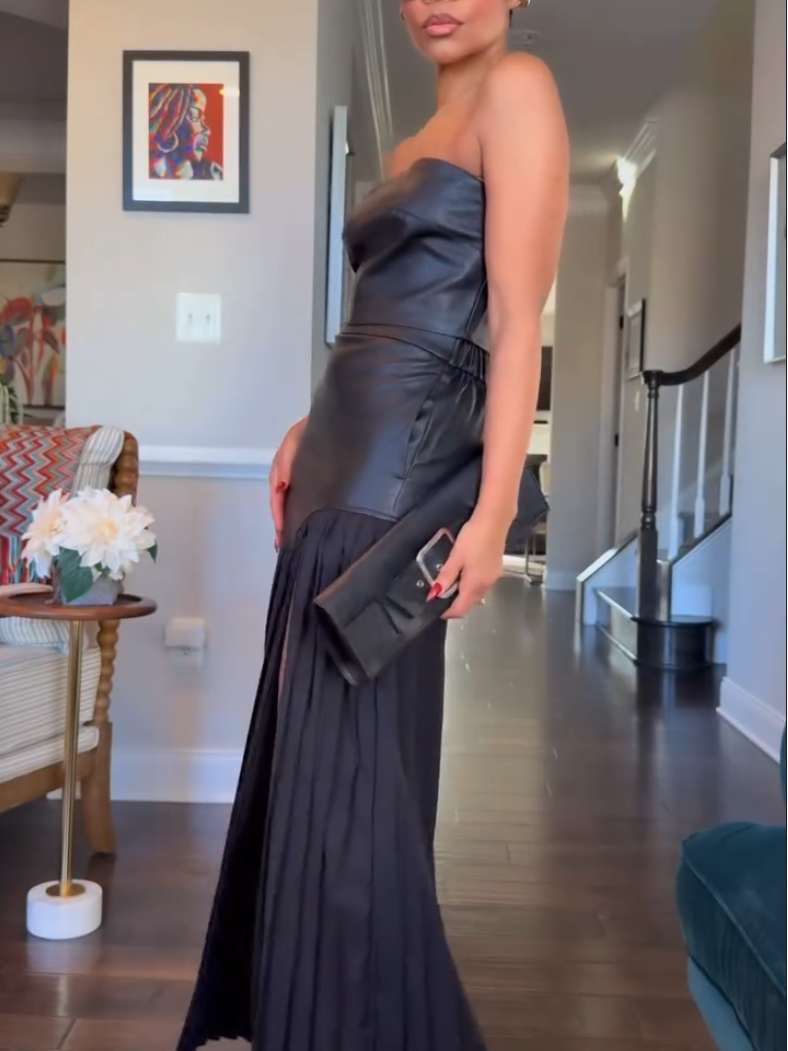 Women's Black Strapless Sleeveless Dress