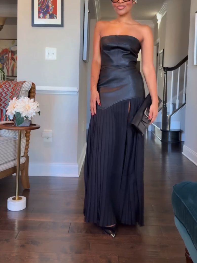 Women's Black Strapless Sleeveless Dress