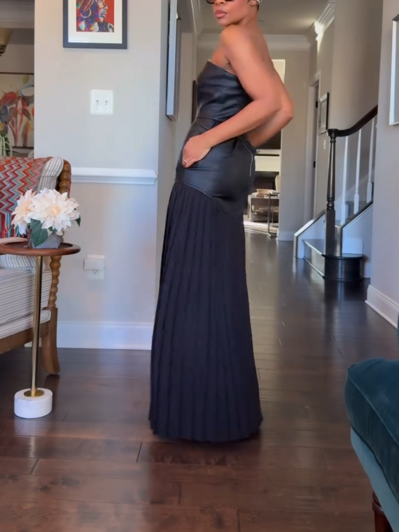 Women's Black Strapless Sleeveless Dress