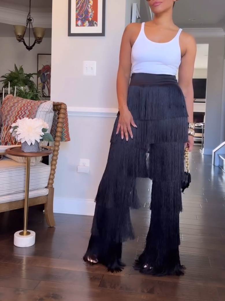 Women's Black Tassel Pants