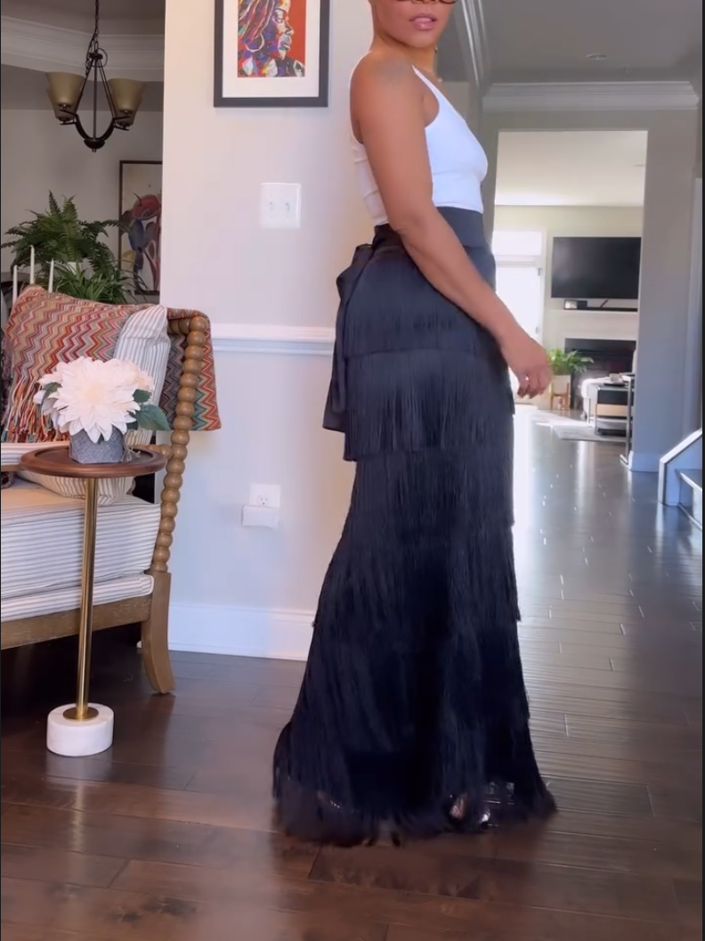 Women's Black Tassel Pants