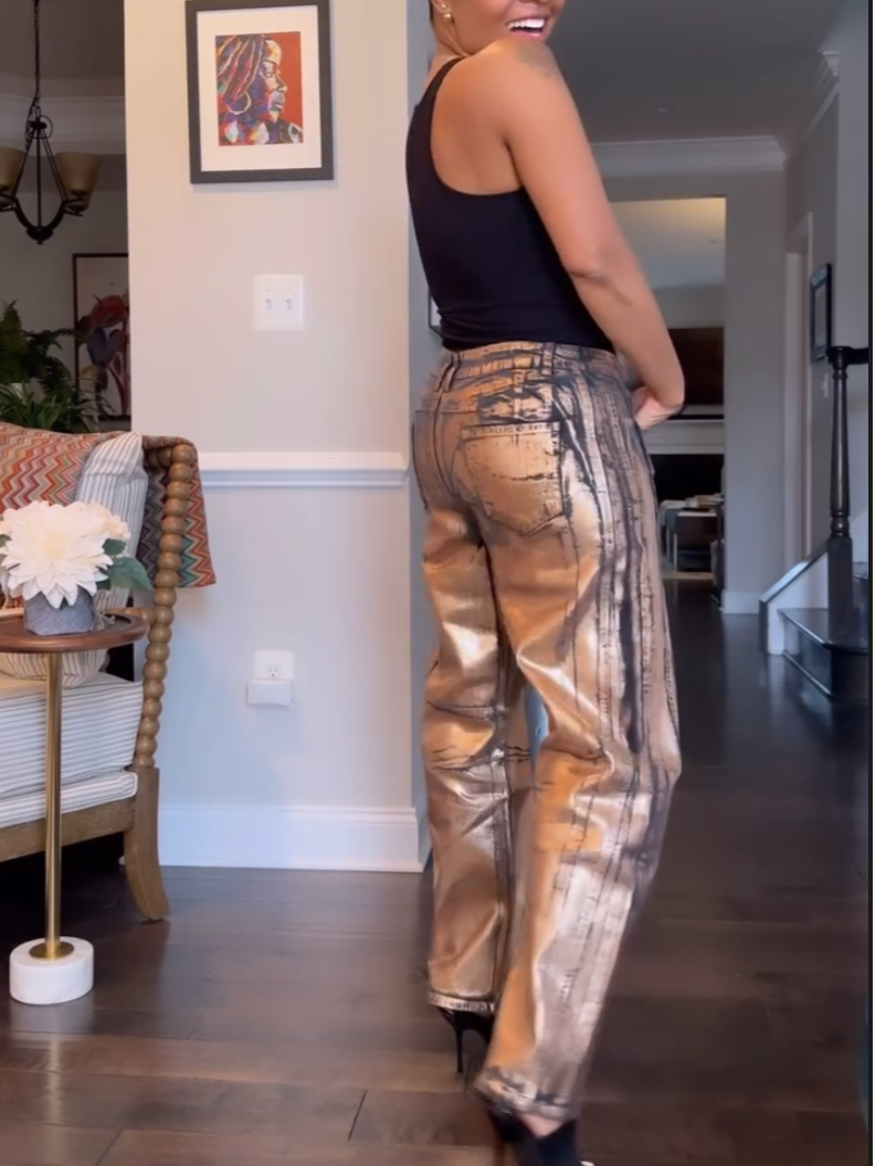 Women's Fashion Gilded Jeans
