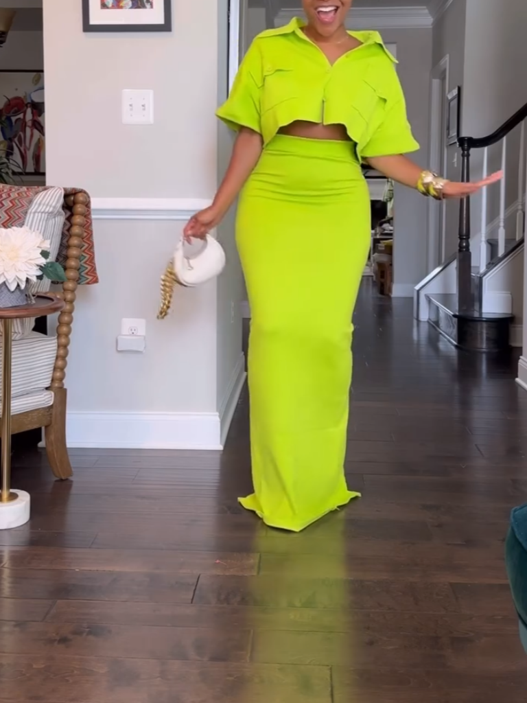 Casual Shirt Skirt Two-piece Set