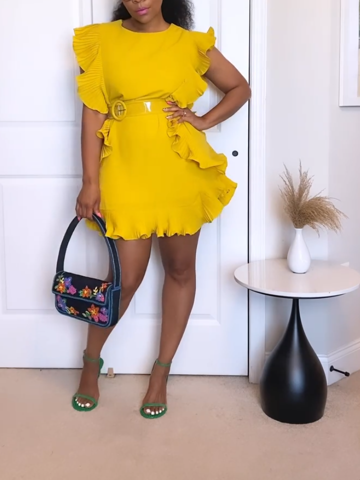 Yellow Ruffled Mini Dress