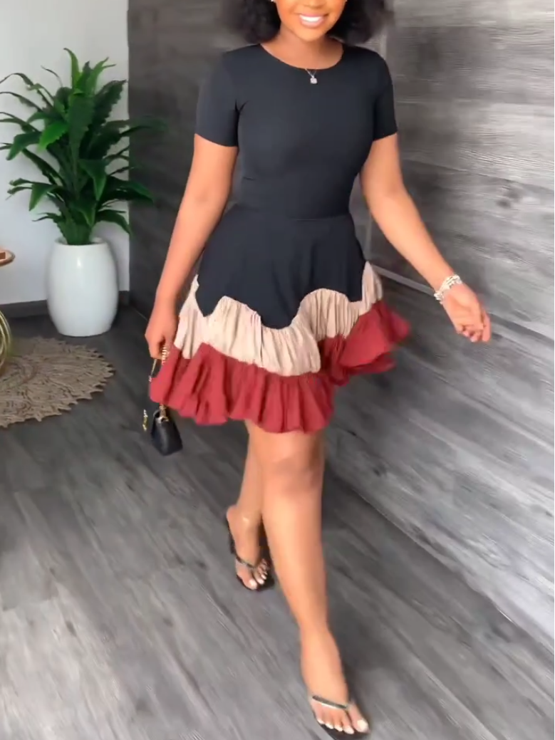 Women's Lotus-leaf Skirt Mini Dress