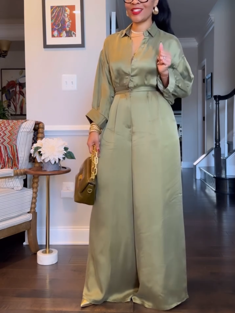 Elegant Casual Green Jumpsuit