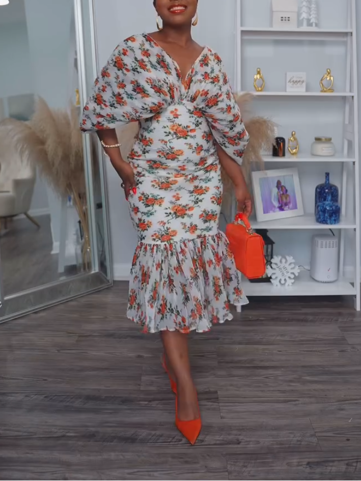 Women's Floral-Print Ruffled Dress