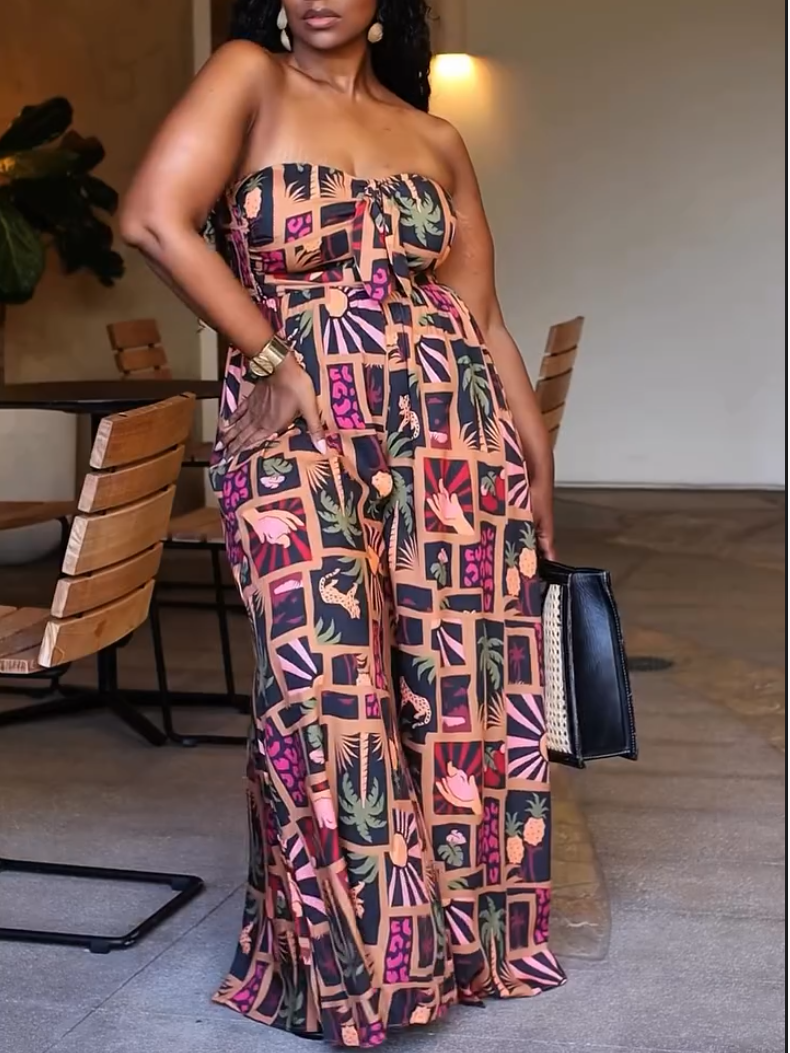 Women's Summer Printed Sleeveless Jumpsuit