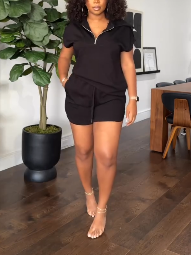 Casual Zipper Two-Piece Set