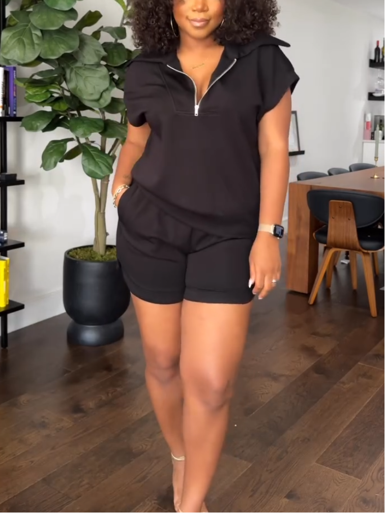 Casual Zipper Two-Piece Set