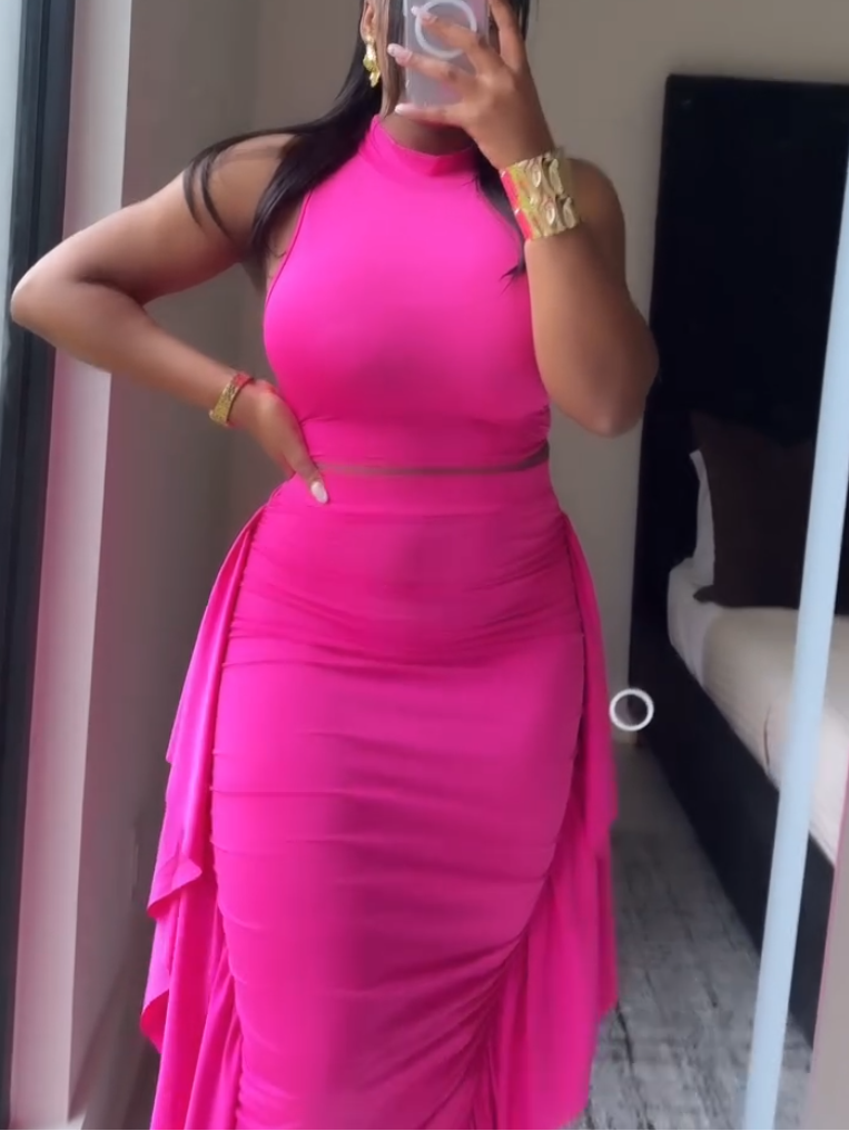 Elegant Sleeveless Ruffle Skirt Two-piece Set