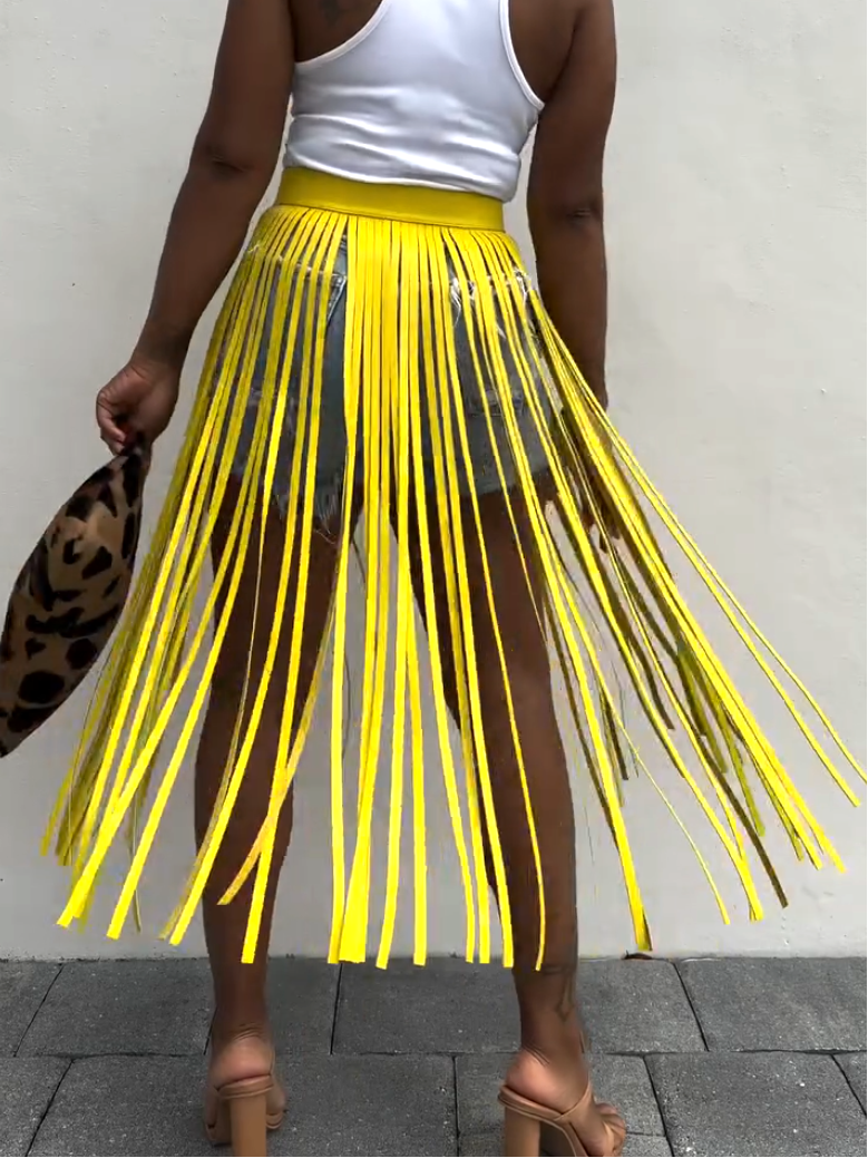 Stunning Yellow Tassel Belt