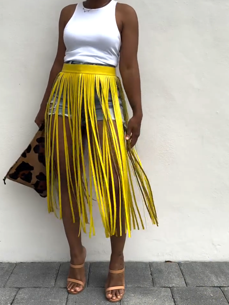 Stunning Yellow Tassel Belt