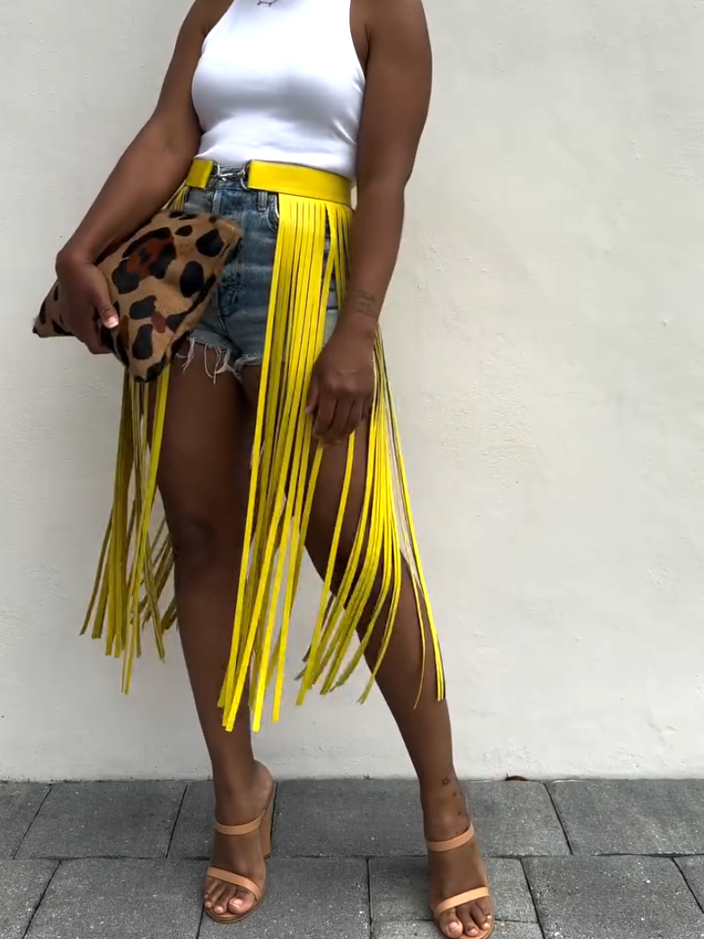 Stunning Yellow Tassel Belt