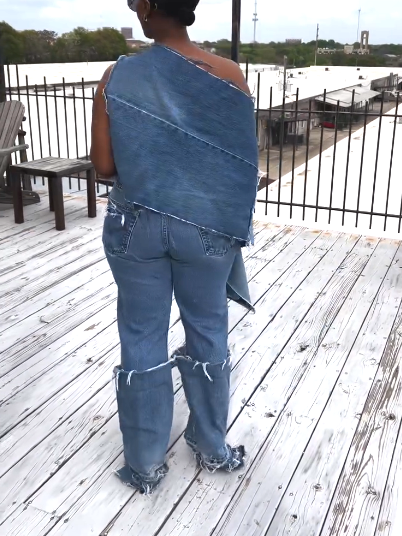 Fashion Denim Design Two-piece Set