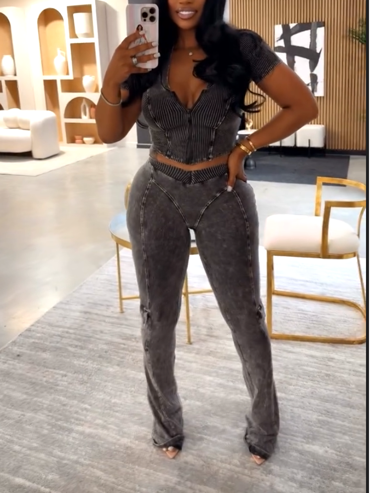 Women's Sexy Deep V-Fit Two-piece Set