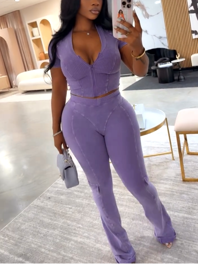 Women's Sexy Deep V-Fit Two-piece Set