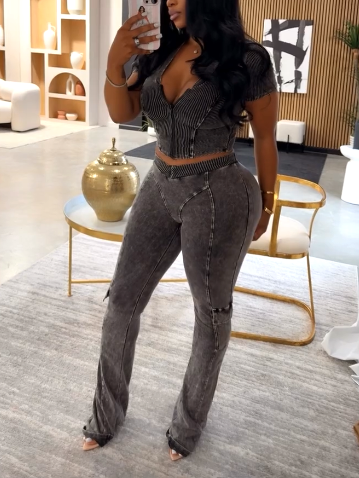 Women's Sexy Deep V-Fit Two-piece Set