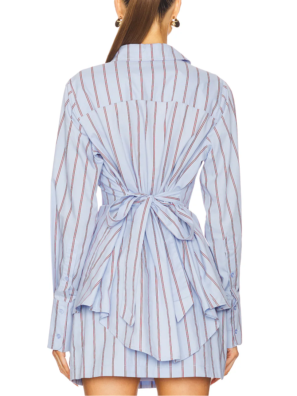 Casual Blue Striped Long Sleeve Two-Piece Set