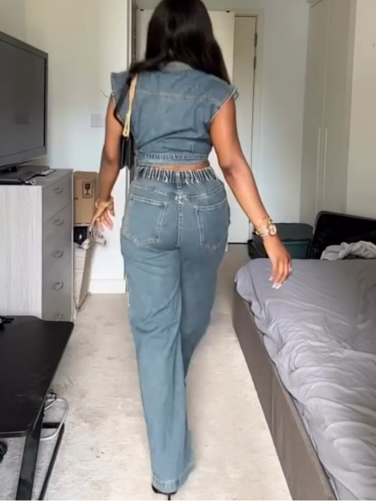 Denim Zipper Two-Piece Set