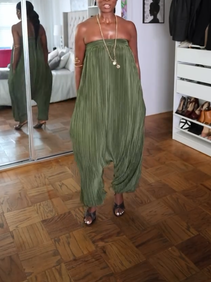 Elegant Green Strapless Jumpsuit